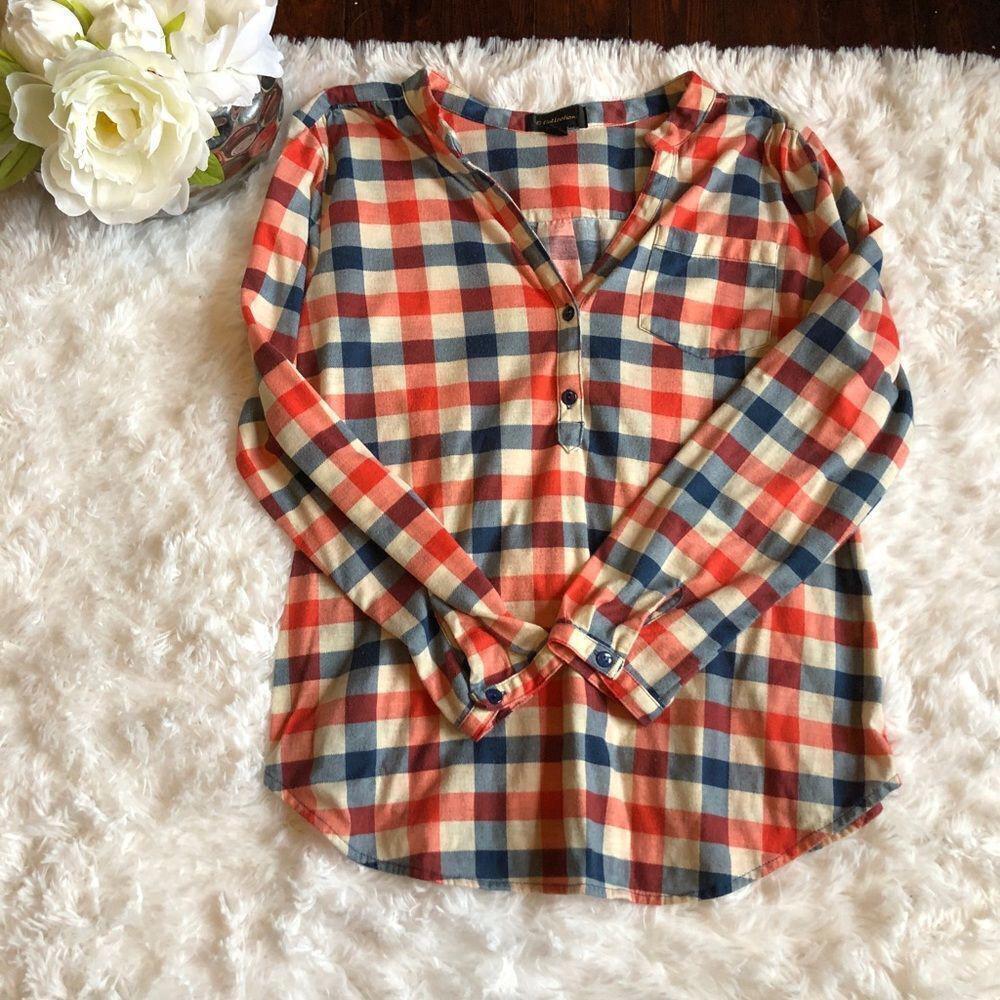 GG Collection Light Orange/Blue Flannel Shirt - Size L - Picture 7 of 7